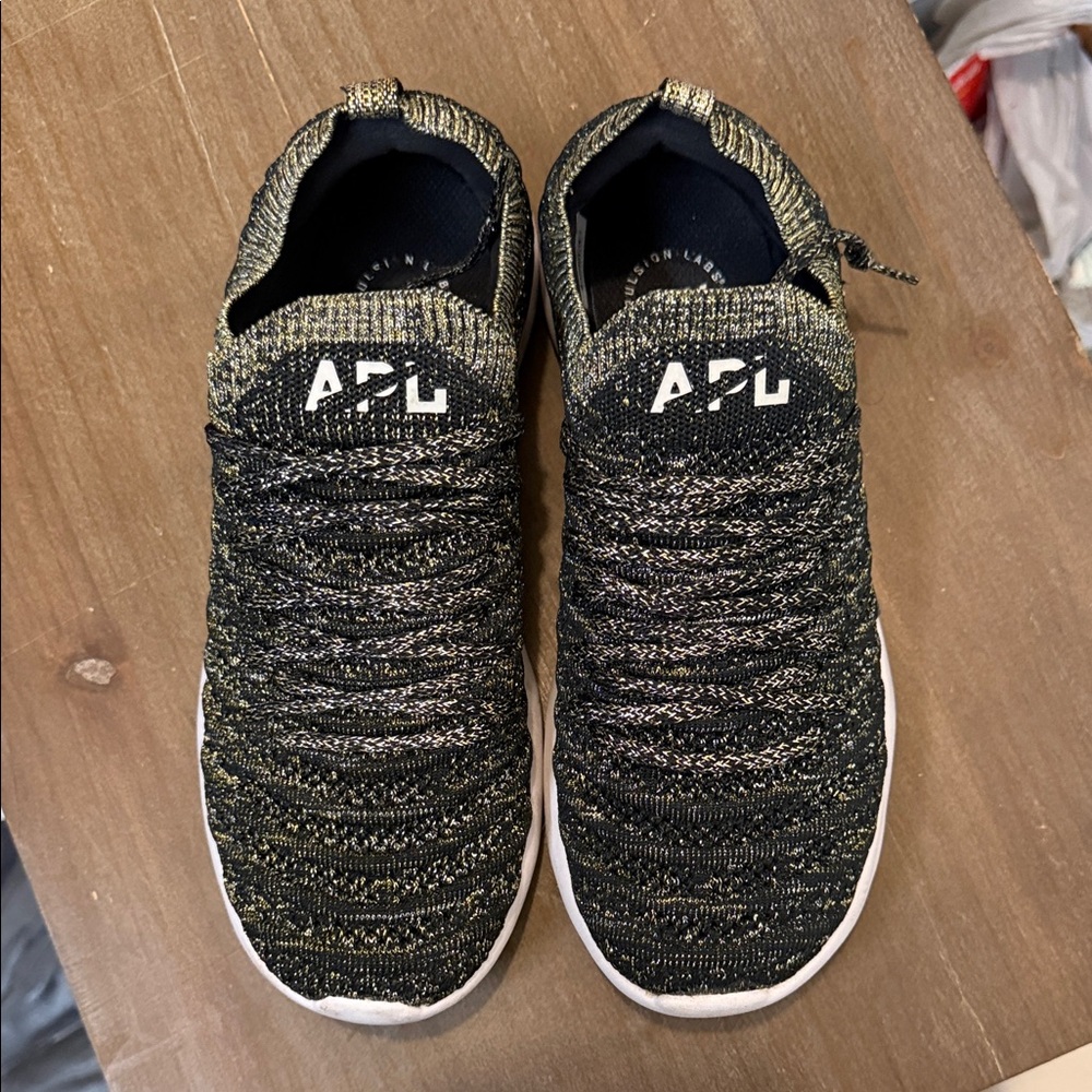 APL Black and Gold Knit Shoes
